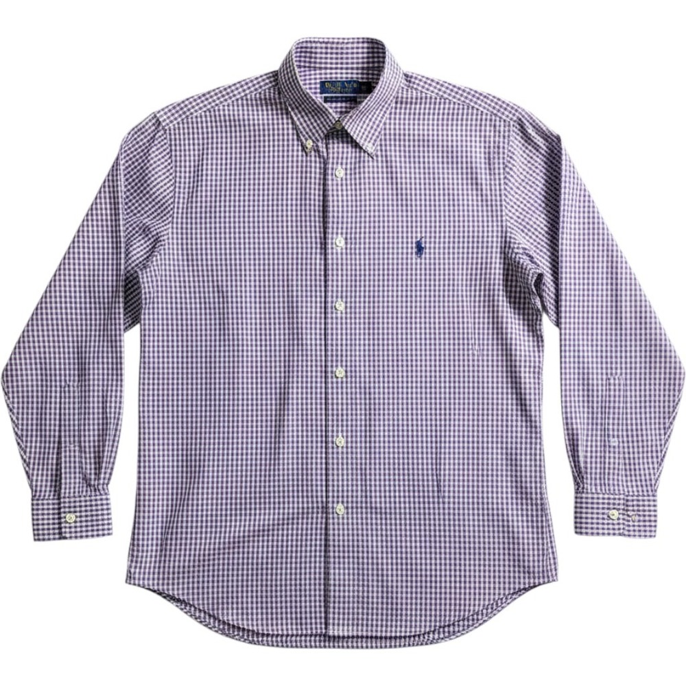 Polo Ralph Lauren Yarmouth Purple Gingham Button Down Mens 17.5 34/35 Cotton